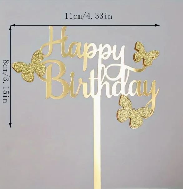 Butterfly Acrylic Happy Birthday Cake Topper