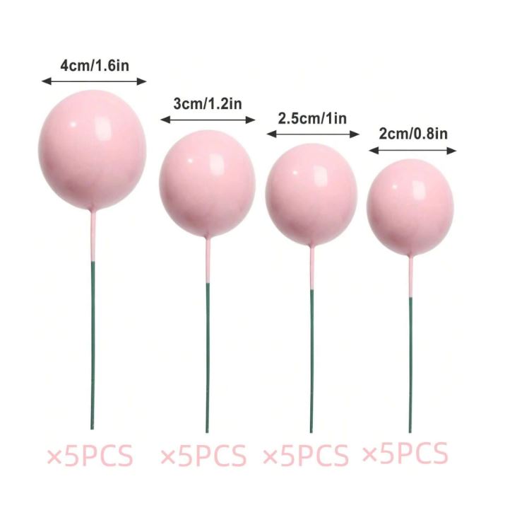 20pcs Mixed Size Light Pink Foam Balls