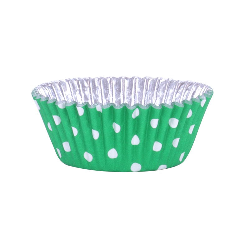 Green Polka Dot Cupcake Liners