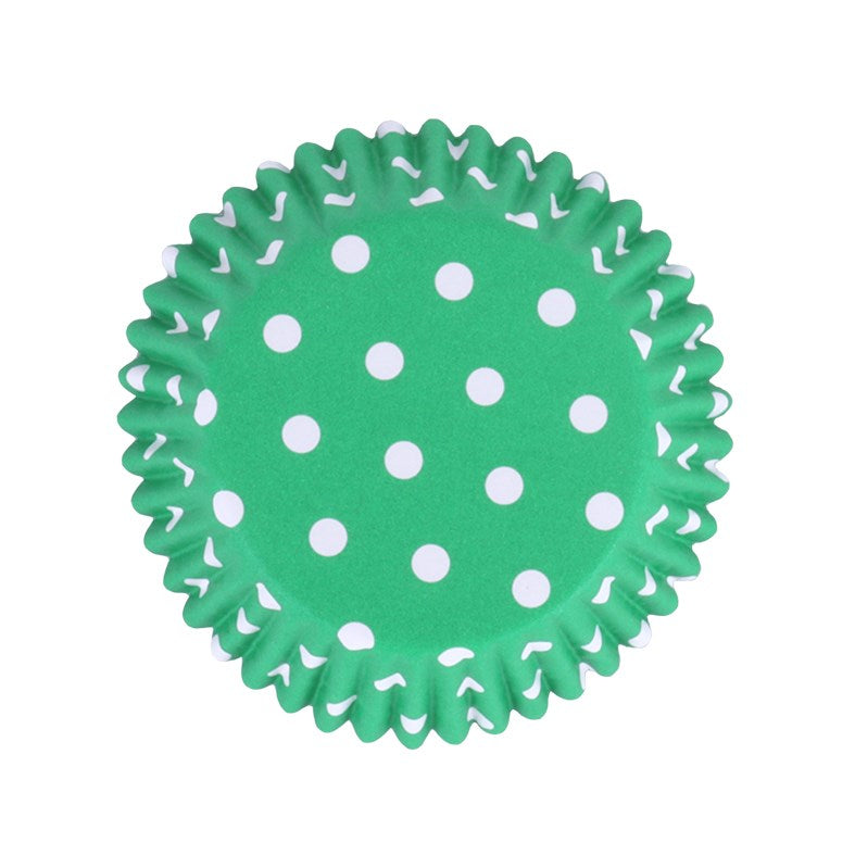 Green Polka Dot Cupcake Liners