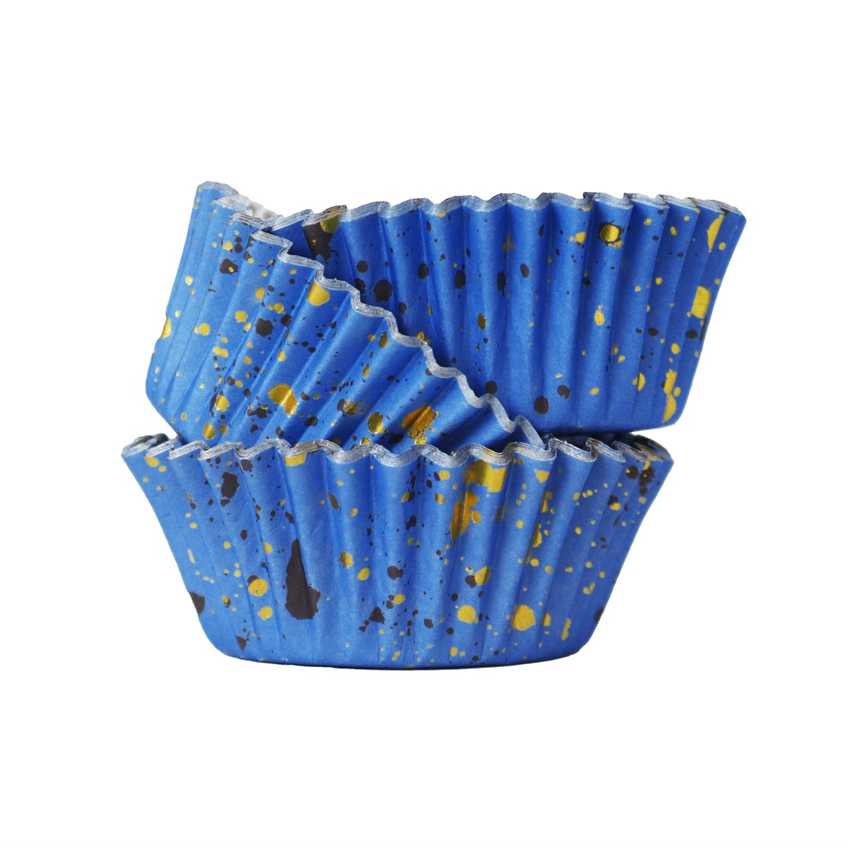 Cupcake Cases Foil Lined – Blue & Gold Flecks Pk/30
