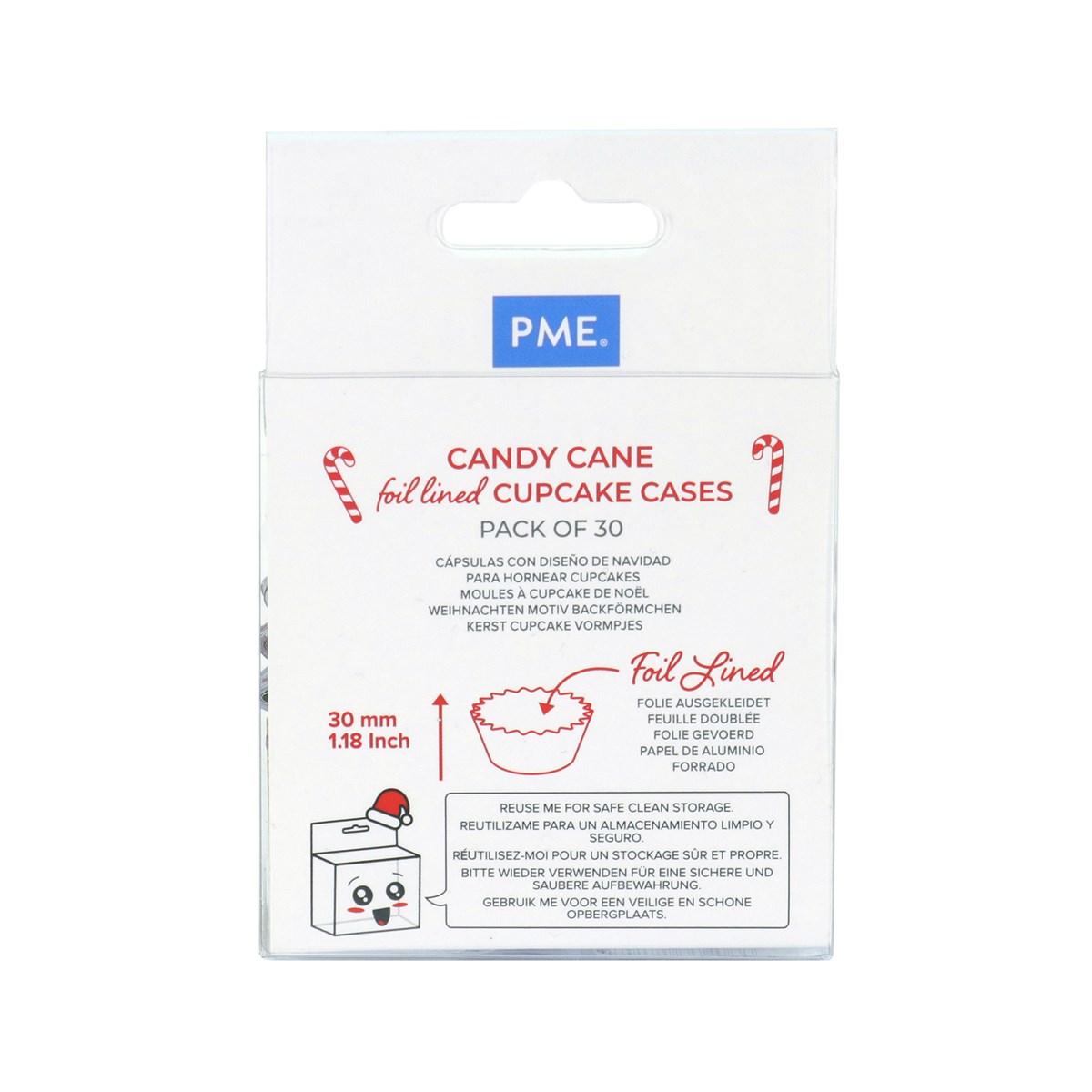 Christmas Candy Cane - Cupcake Cases Foil Lined- Pk/30