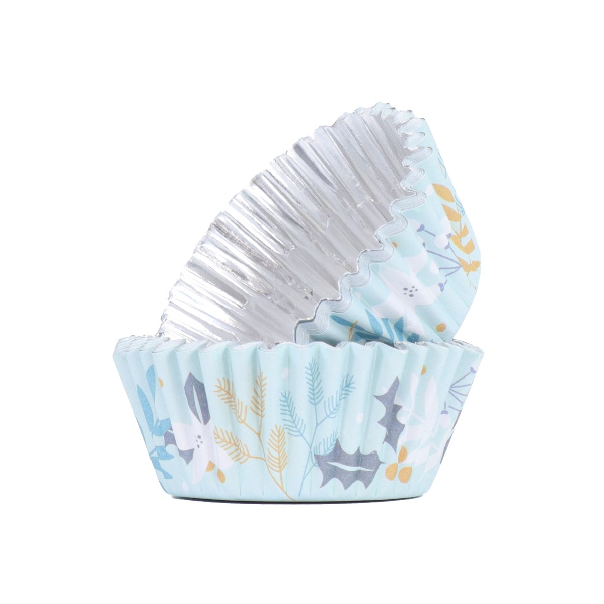 Cupcake Cases Foil Lined - Christmas Floral Festives