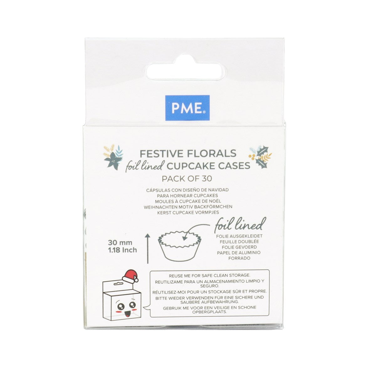 Cupcake Cases Foil Lined - Christmas Floral Festives