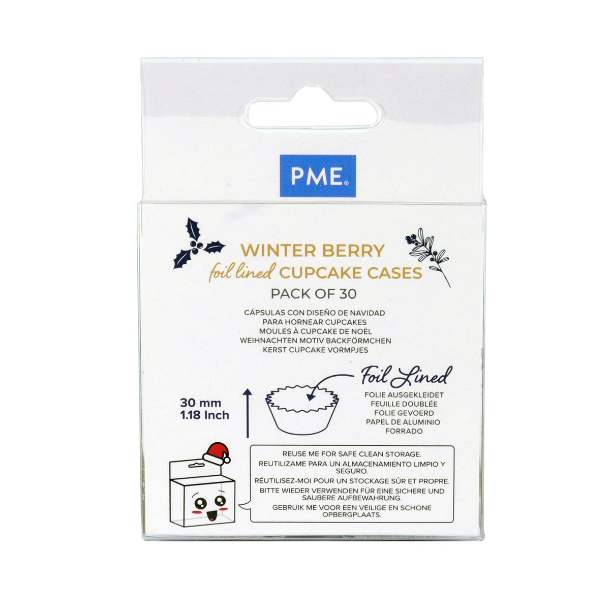 Christmas Winter Berries -Cupcake Cases Foil Lined - Pk/30