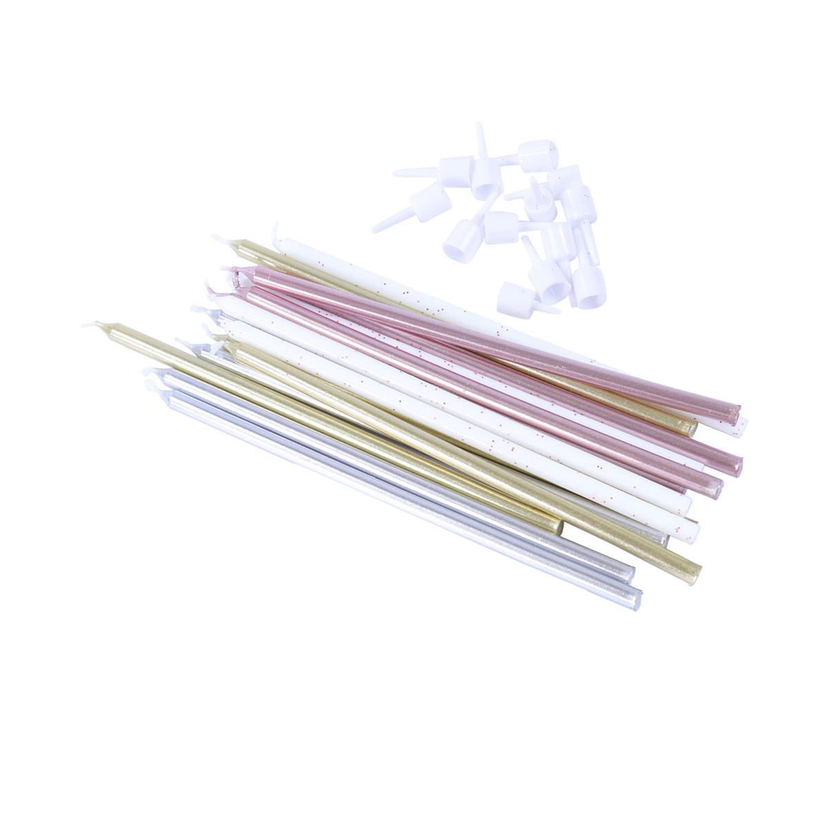 Mixed Assortment Metallic Candles with Holders
