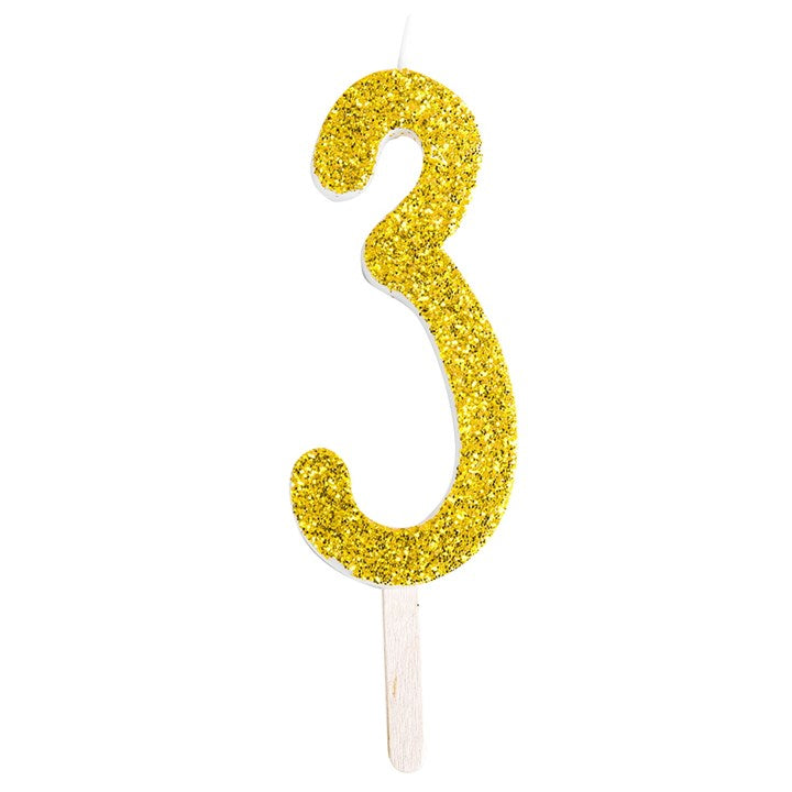Gold Glitter Number Candles
