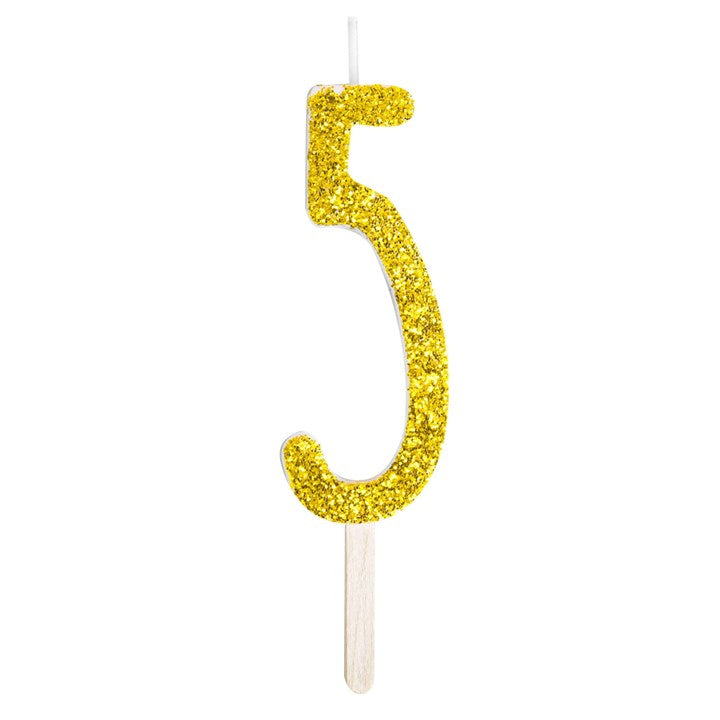Gold Glitter Number Candles