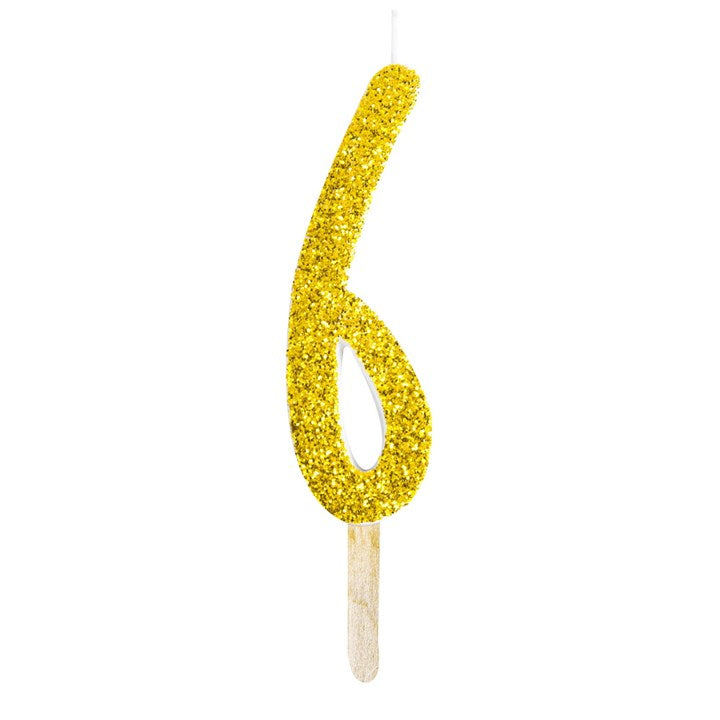 Gold Glitter Number Candles