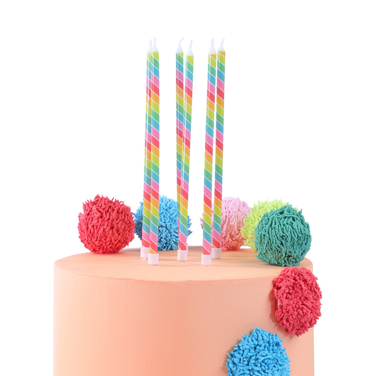 Candles Tall - Rainbow Stripes Pk/6