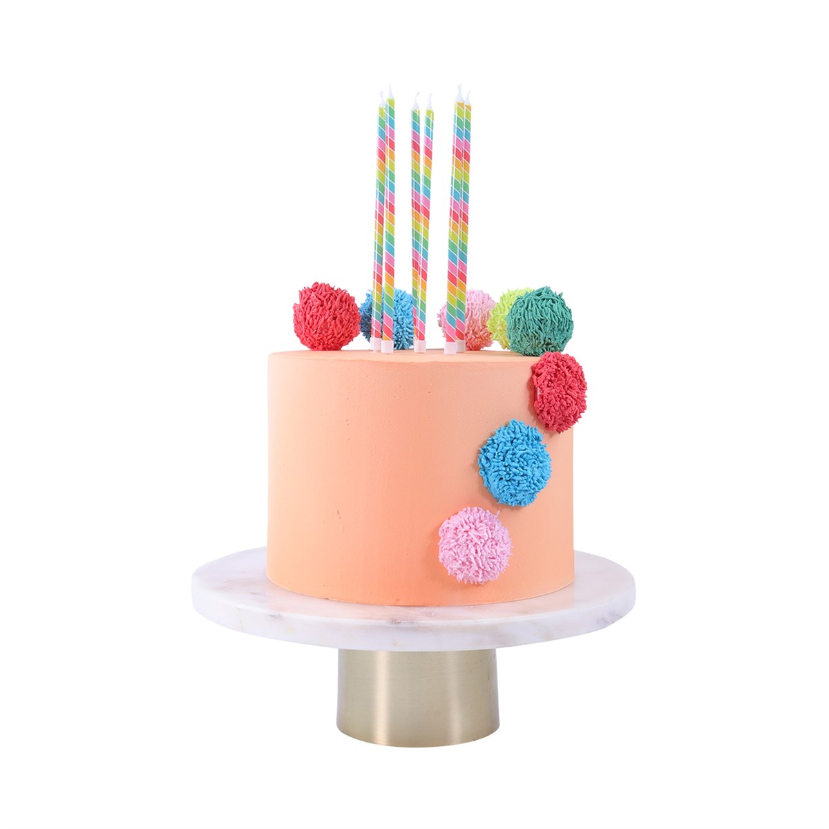 Candles Tall - Rainbow Stripes Pk/6