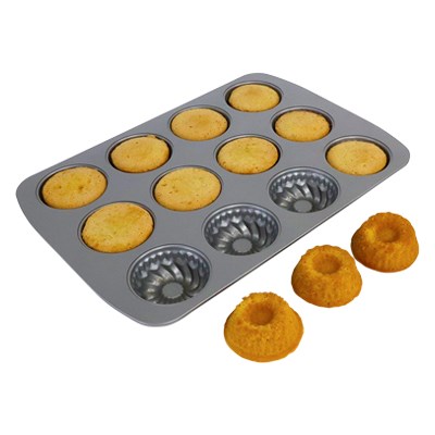 Non Stick - 12 Cup Mini Fancy Ring Pan (37.3 x 26.1mm / 14.7 x 10.3")