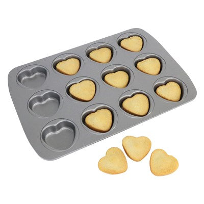 Non Stick - 12 Cup Mini Heart Pan (37.3 x 26.1mm )