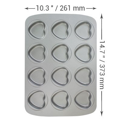 Non Stick - 12 Cup Mini Heart Pan (37.3 x 26.1mm )