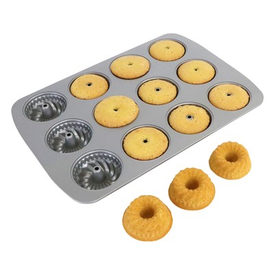 Non Stick - 12 Cup Mini Fluted Pan (37.3 x 26.1mm / 14.7 x 10.3")