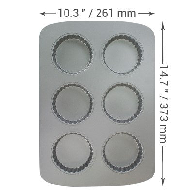 Non Stick - 6 Cup Tart Pan (37.3 x 26.1mm / 14.7 x 10.3")
