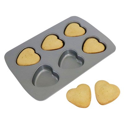 Non Stick - 6 Cup Heart Pan (37.3 x 26.1mm / 14.7 x 10.3")