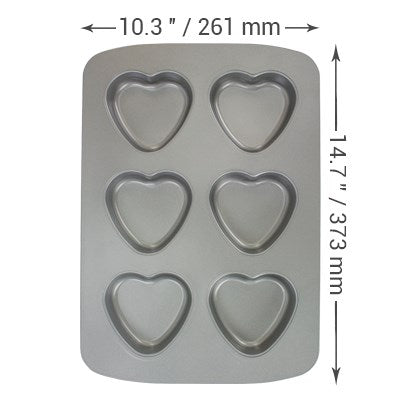 Non Stick - 6 Cup Heart Pan (37.3 x 26.1mm / 14.7 x 10.3")
