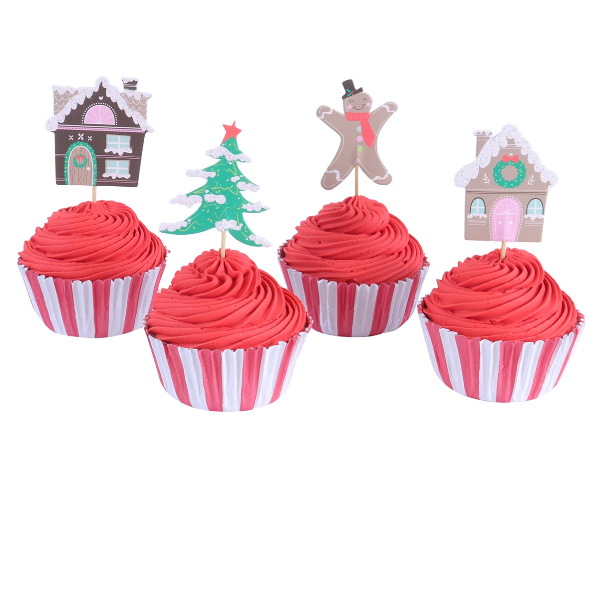 Cupcake Set - Gingerbread Village Christmas (24 Cases and Toppers)