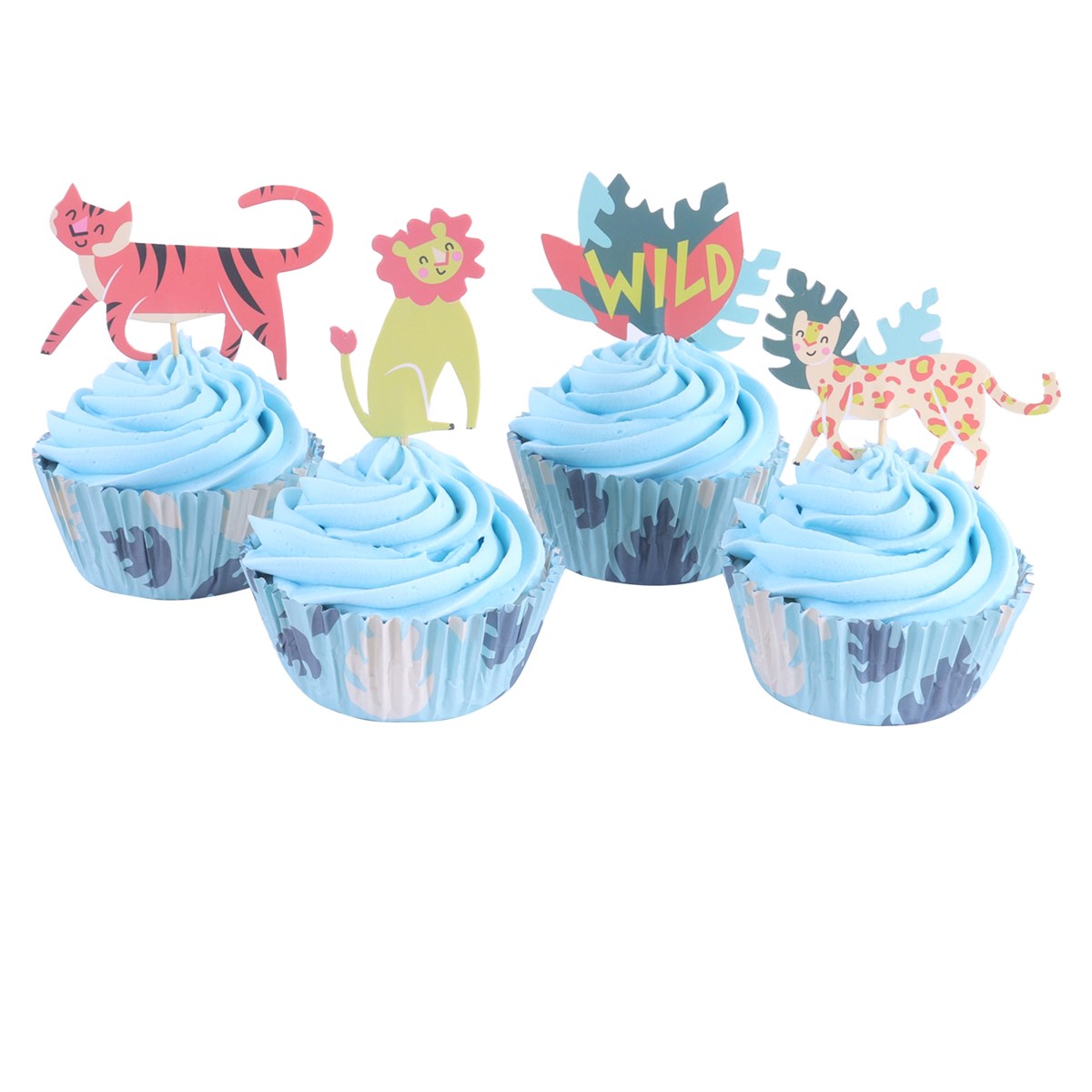 Cupcake Set - Go Wild Safari Animals (24 Cases And Toppers)