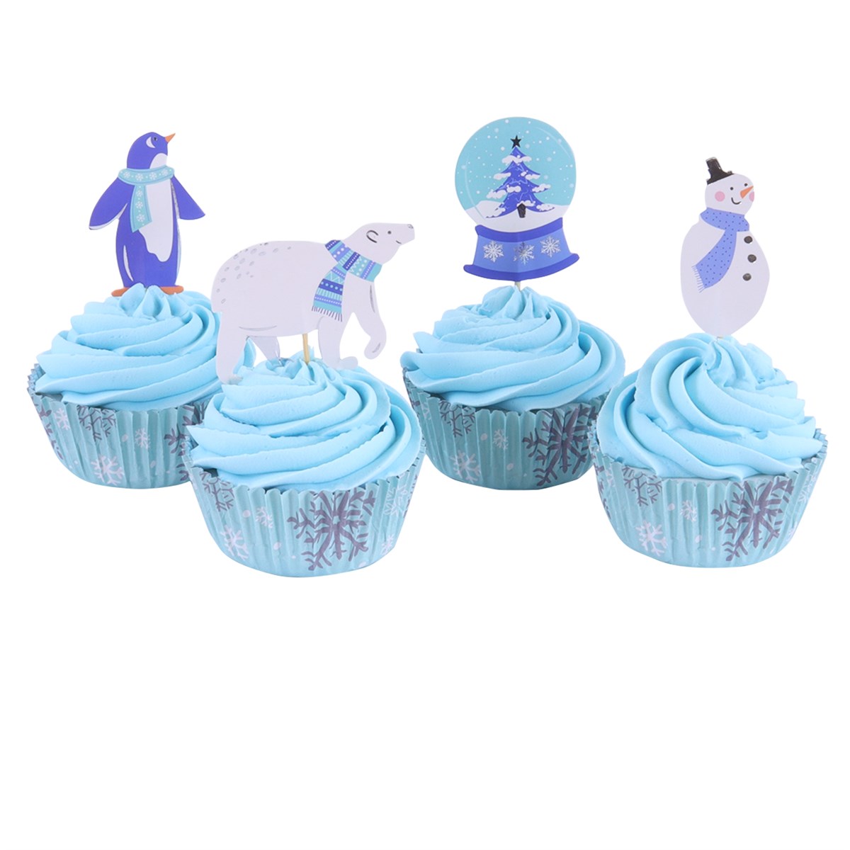Cupcake Set - Let It Snow Christmas (24 Cases And Toppers)