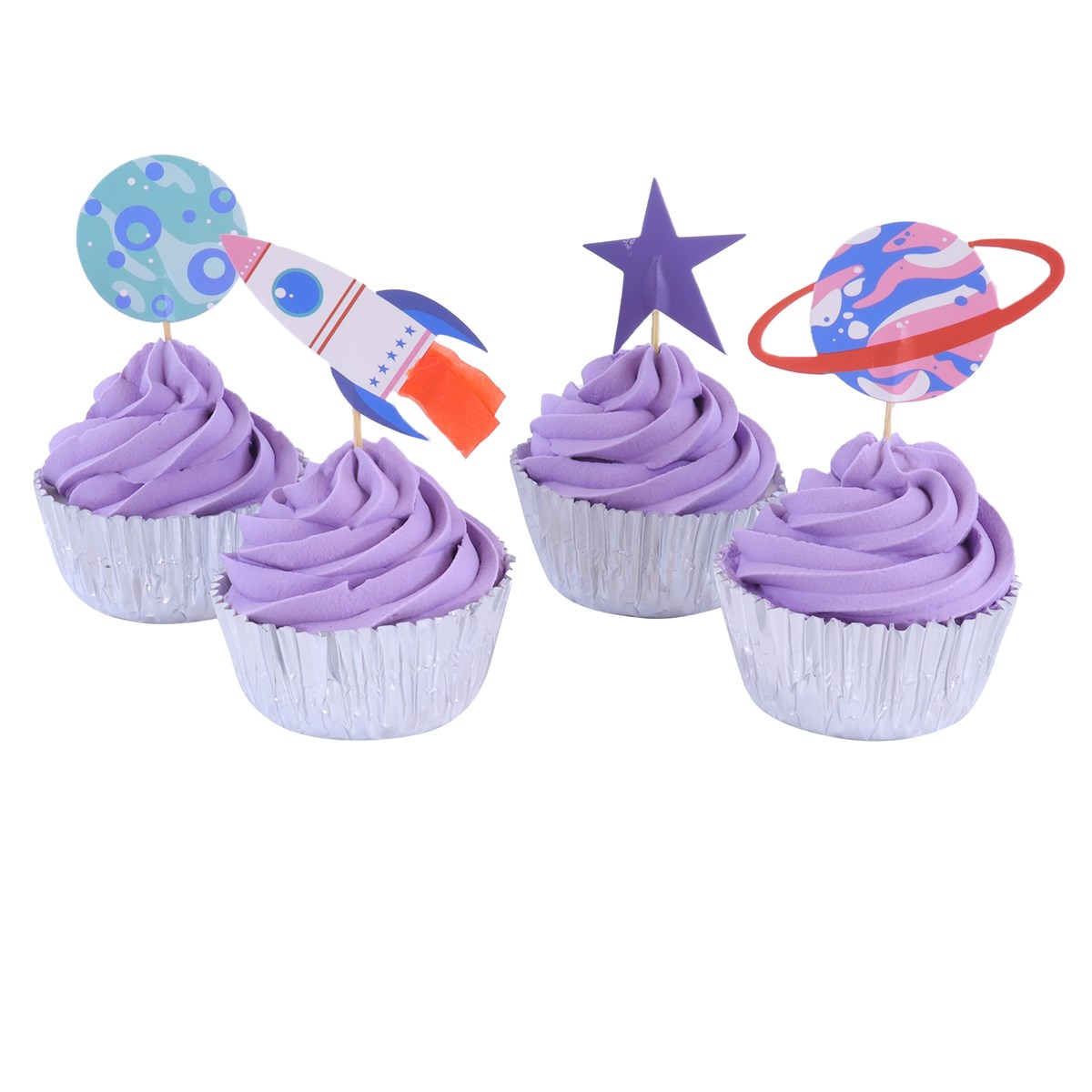 Cupcake Set - Space (24 Cases And Toppers)