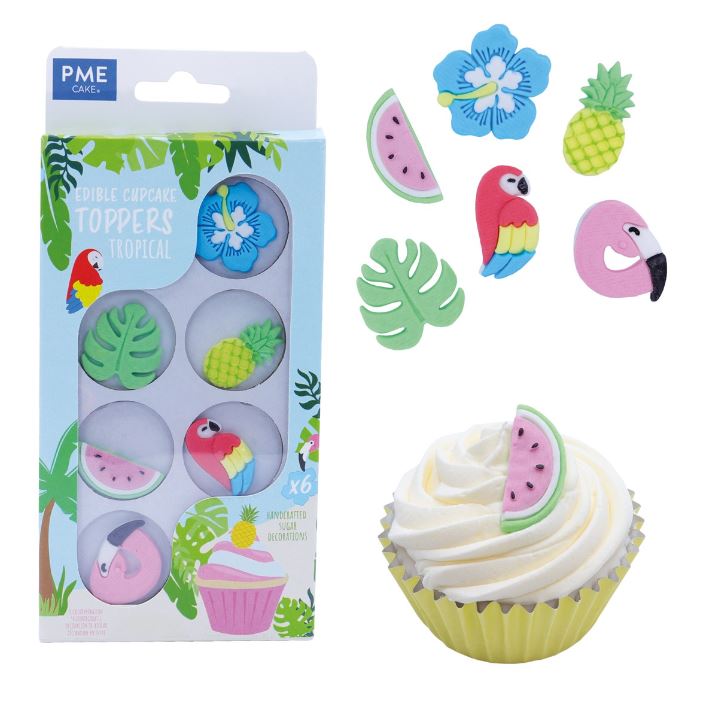 Edible Cupcake Toppers, Tropical, Pk/6