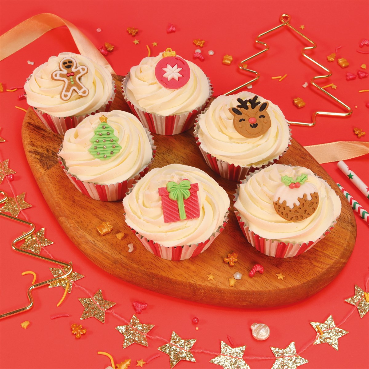 Edible Cupcake Toppers, Christmas, Pk/6
