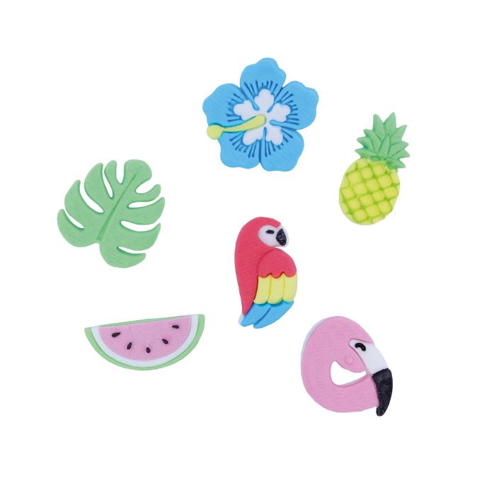 Edible Cupcake Toppers, Tropical, Pk/6