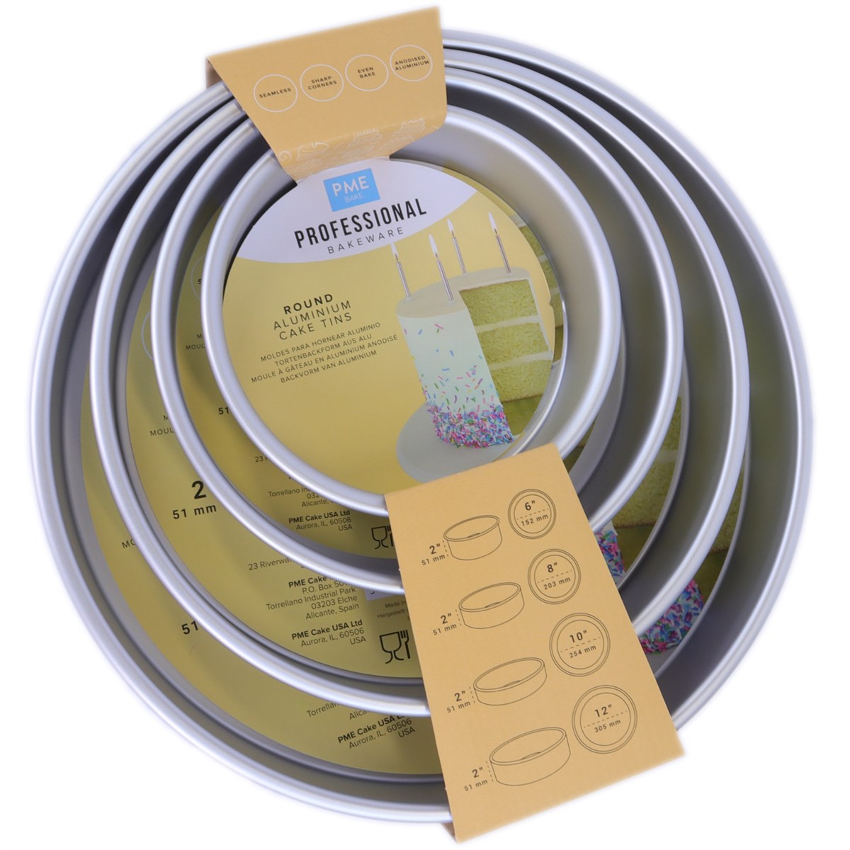 Set of 4 Round Cake Pan - 2" High