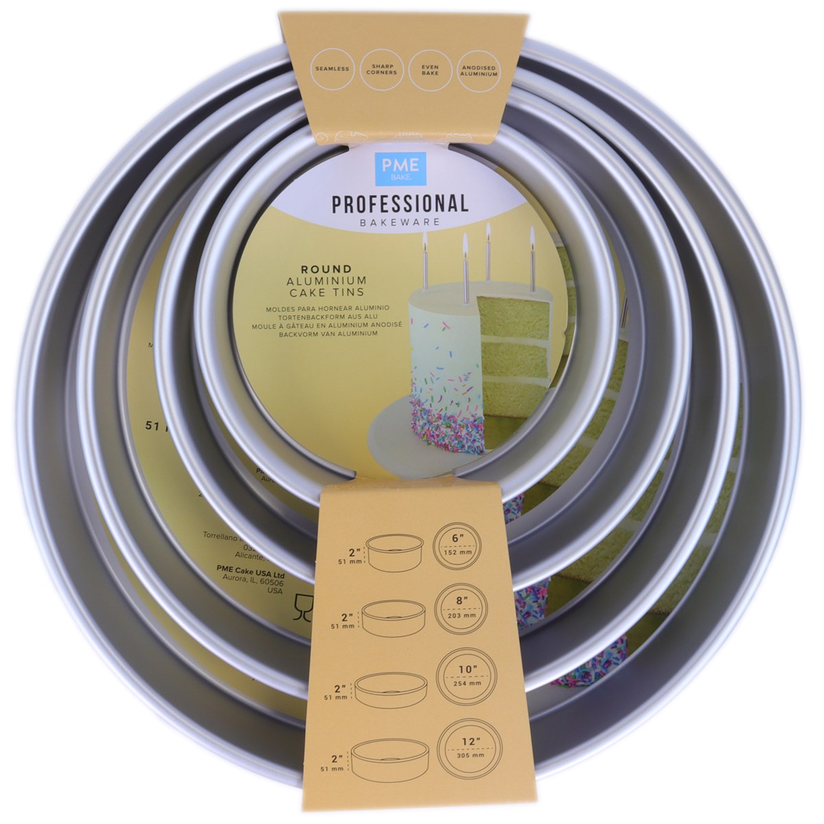 Set of 4 Round Cake Pan - 2" High