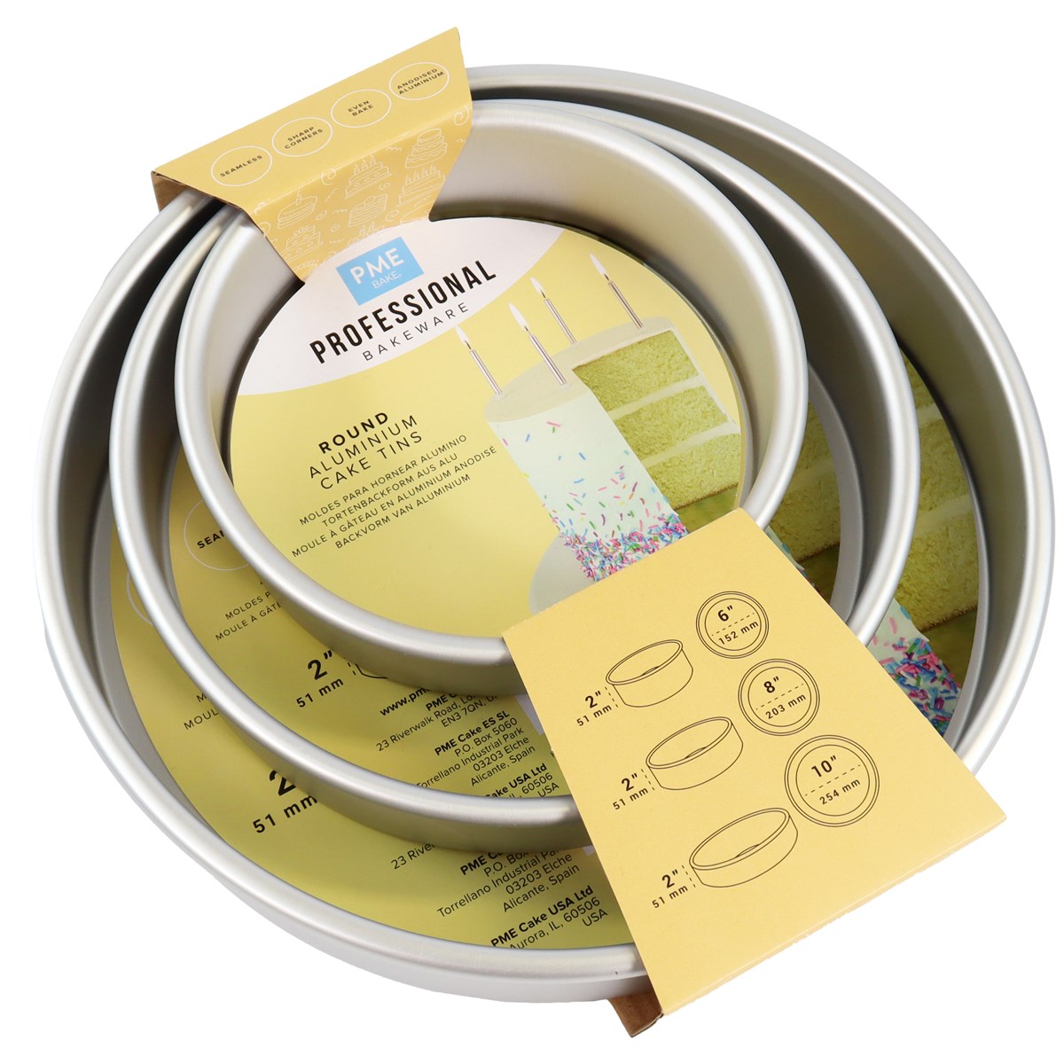 Set of 3 Round Cake Pan - 2" High