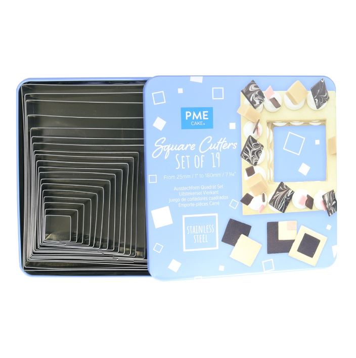Square Stainless Steel Cutters - Set Of 19