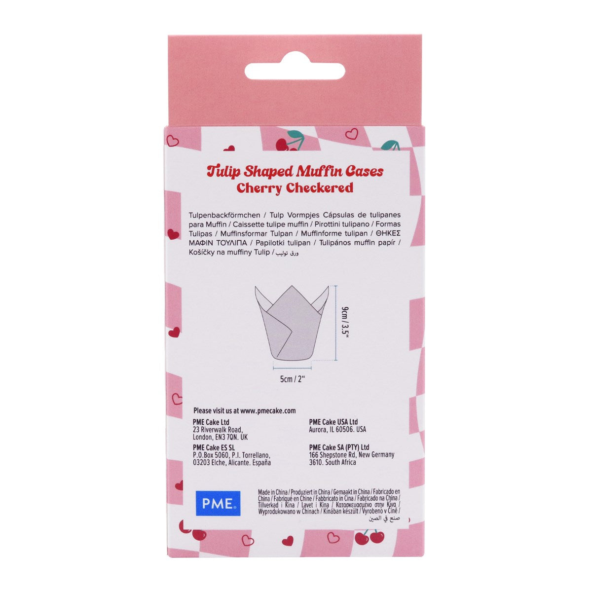 Vintage Tulip Muffin Cases - Cherry Checkerboard (Pack of 24)