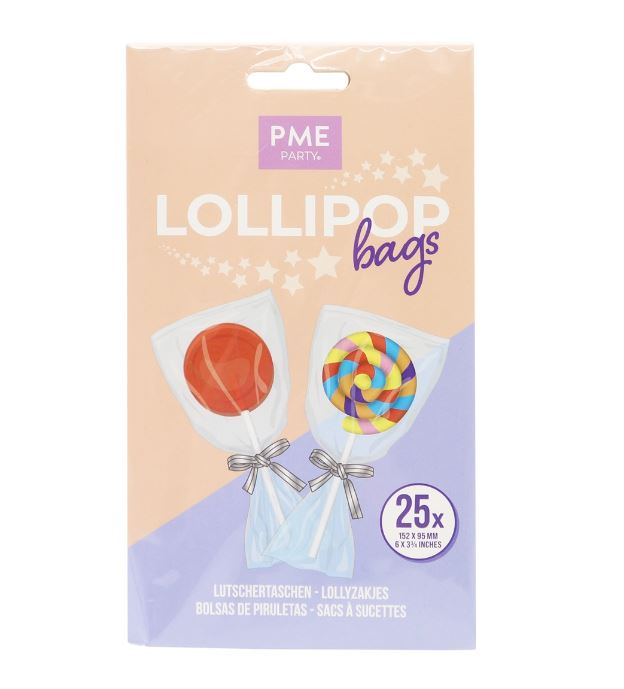 Lollipop Bags With Silver Ties Pk/25 (152 X 95mm / 6 X 3.75”)