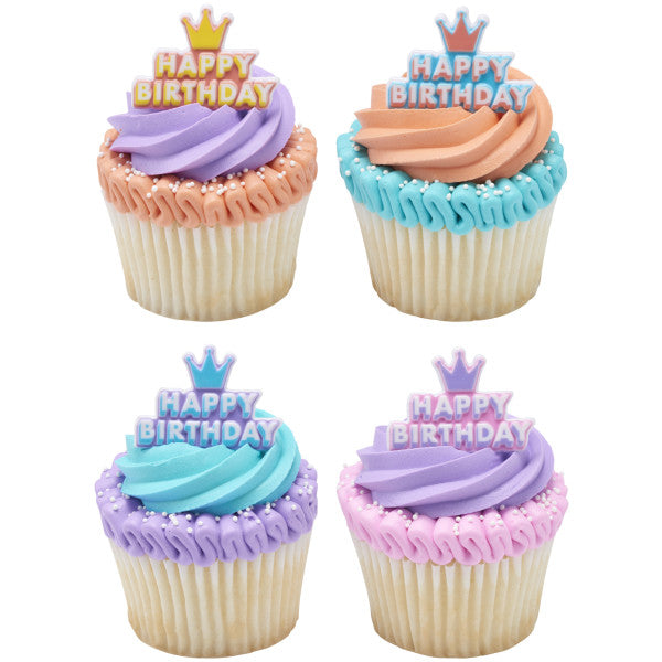 Happy Birthday Crown Cupcake Rings