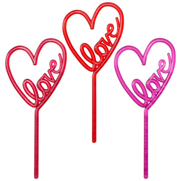 Neon Heart Cupcake Picks