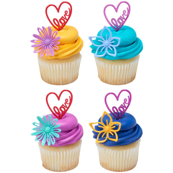Neon Heart Cupcake Picks