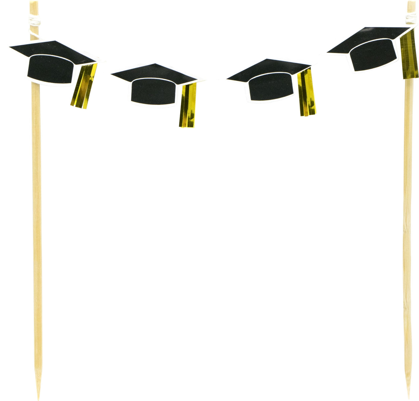 Graduation Cap Banner Cake Treat Topper, Black/Gold