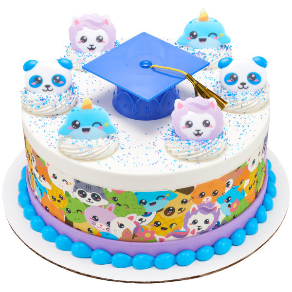 Blue Grad Cap with Tassels Layon