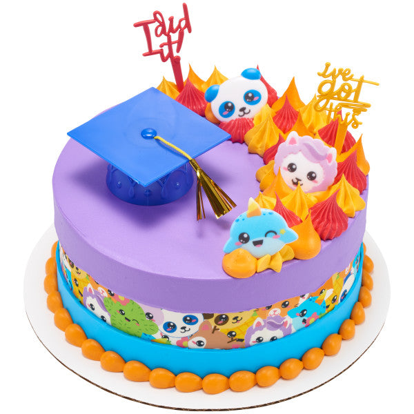Blue Grad Cap with Tassels Layon