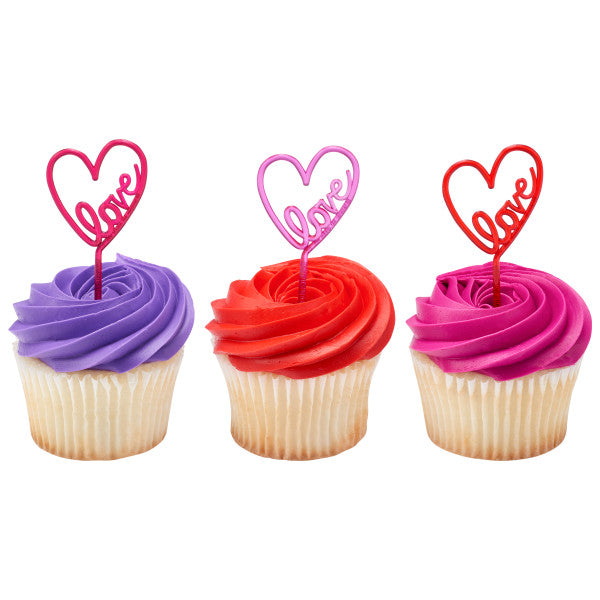 Neon Heart Cupcake Picks
