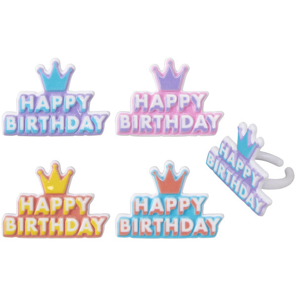 Happy Birthday Crown Cupcake Rings