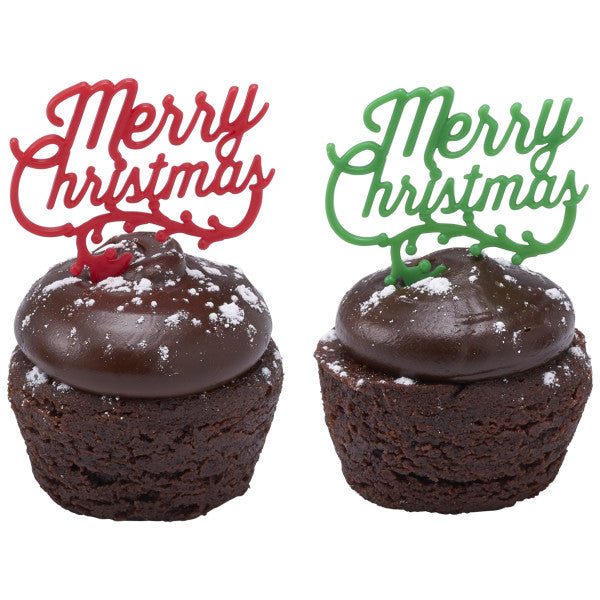 Merry Christmas Holly Cupcake Picks