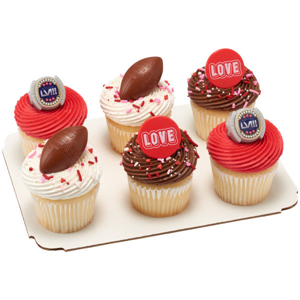 NFL Brown Football with Shield Cupcake Rings