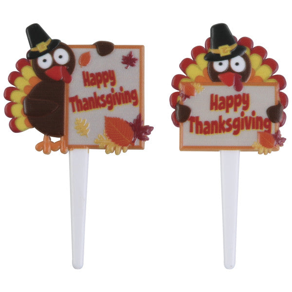 Happy Thanksgiving Turkeys Cupcake Picks