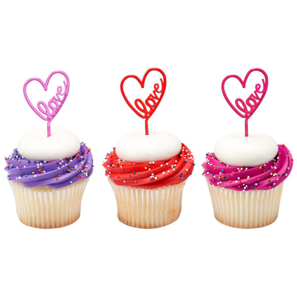 Neon Heart Cupcake Picks