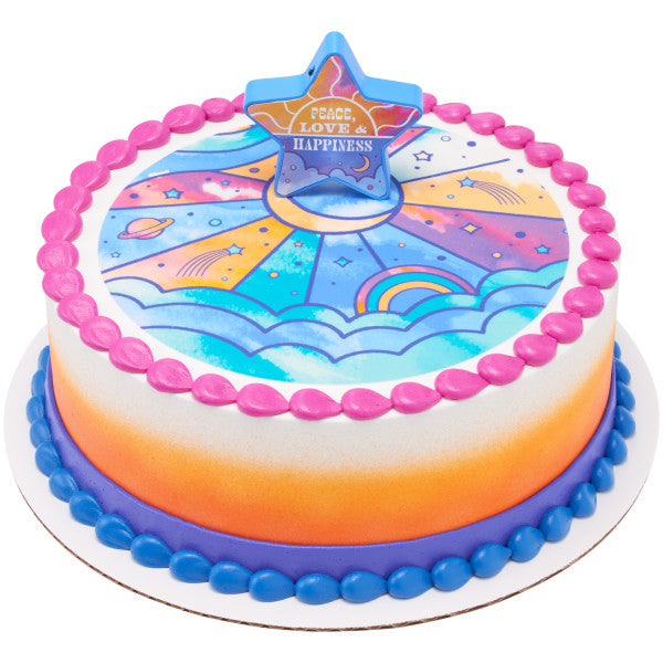 Peace Love & Happiness Cake Topper