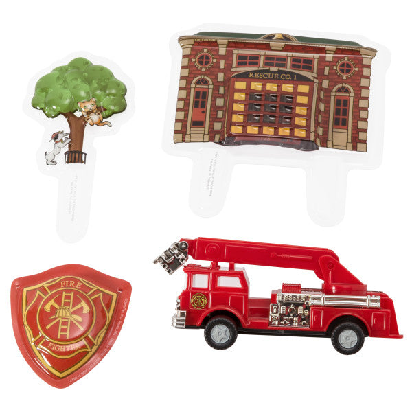 Fire Truck and Station Cake Topper