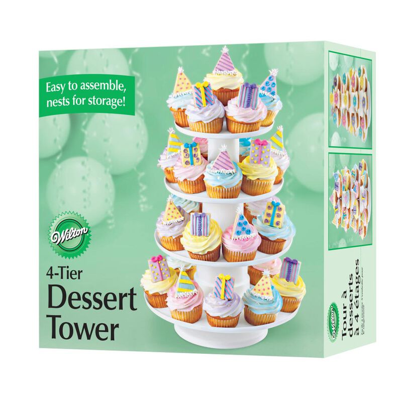 Stacked 4-Tier Cupcake and Dessert Tower